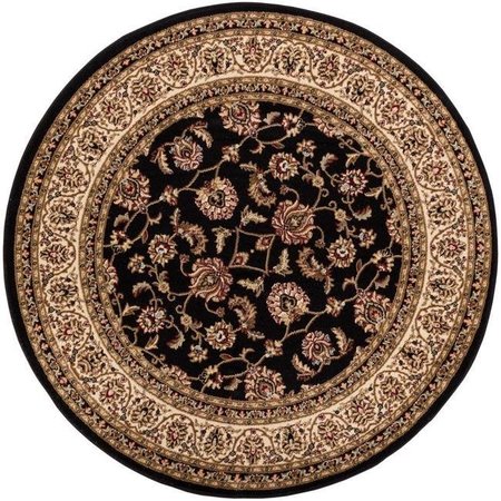WELL WOVEN Well Woven 549334R Sarouk Traditional Round Rug; Black - 3 ft. 11 in. 549334R